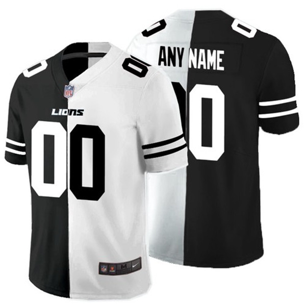 Men's Detroit Lions ACTIVE PLAYER Custom Black White Split Limited Stitched Jersey